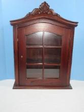 Quaint Wall Mount Decorative Curio Cabinet w/Glass Panel Door Arched Carved Scalloped Shell