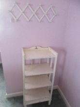 Cottage 4 Tier Painted White Bookshelf w/Decorative Top Simple Design w/Vertical Slats