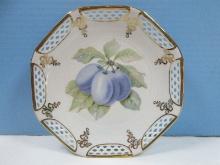 Schrvarzenhammer Bavaria Germany US Zone 8 3/8" Plate Porcelain Center Foliage & Plums w/