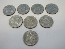 1976 Set of 8 Bicentennial Design Quarter Coins 3 are Philadelphia No Mint Mark