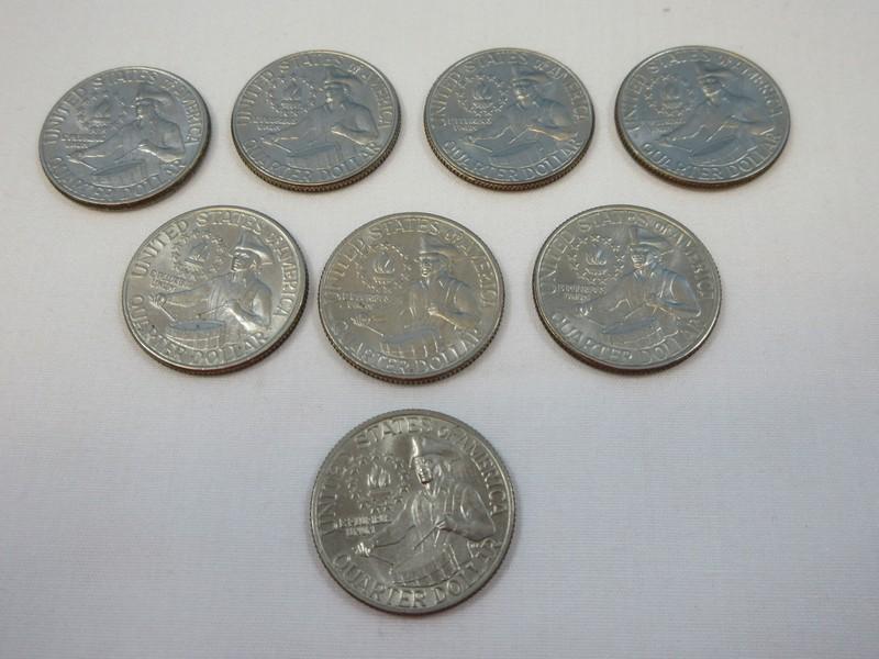 1976 Set of 8 Bicentennial Design Quarter Coins 3 are Philadelphia No Mint Mark
