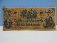 Confederate States of America $100 Dollar Bill CSA Bank Note Unauthenticated