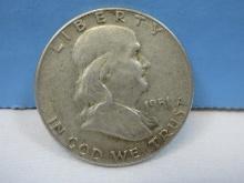 1951 Franklin Silver Half Dollar Coin Liberty Bell Philadelphia No Mint Mark Wgt. 12.5 G
