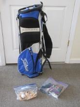 Lot Titleist Players 4 Stand Golf Bag Embroidery "Wade Hampton Golf Club" w/ Accessories