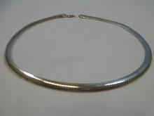Sterling Silver Flexible Italian Flat Omega Chain Necklace Choker Wgt. 29 G