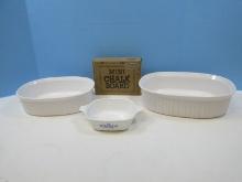 Lot Corningware French White Casserole Baking Dishes- 2.8 Liters/1.8 Liters, Blue Cornflower-