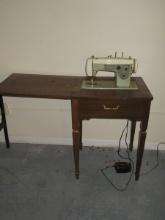 Vintage Sears Kenmore Model No. 2142 Sewing Machine in Mahogany Cabinet Circa 1960s