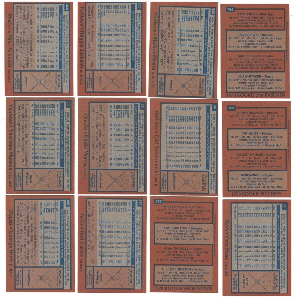 1978 Topps Baseball Complete Set (726 Cards)