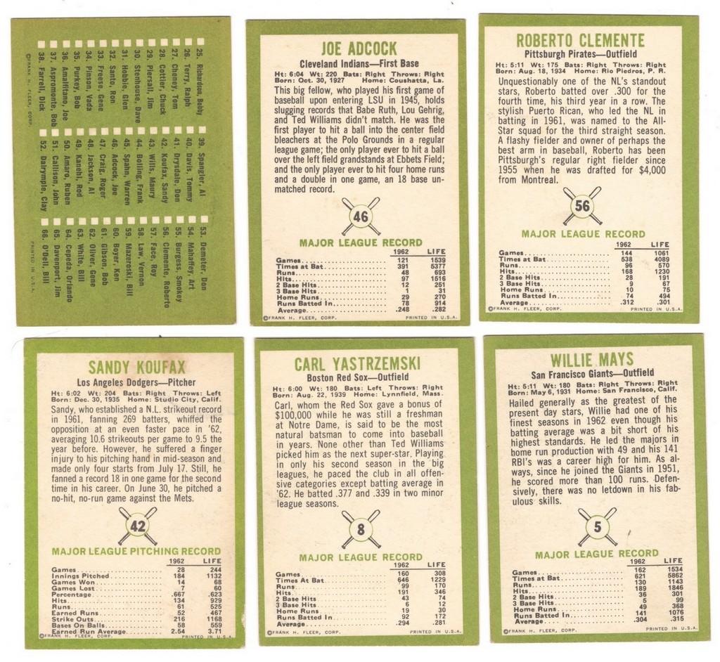 1963 Fleer Baseball Complete Set #1-67/Keys!