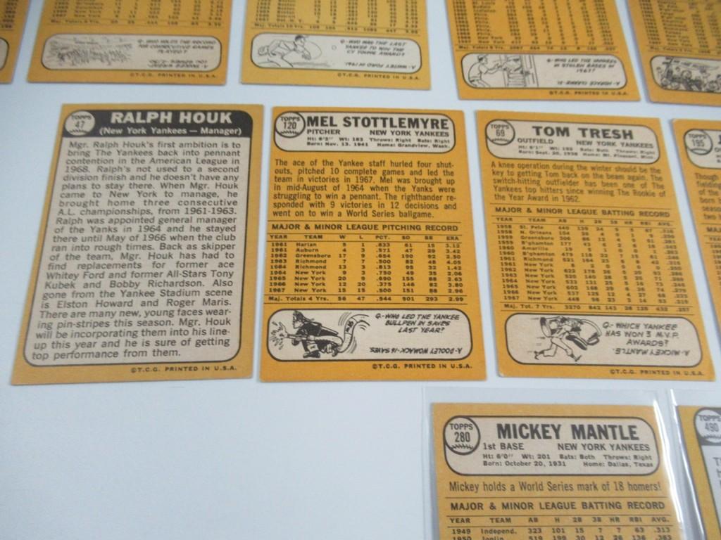1968 Topps Baseball New York Yankees Team Set