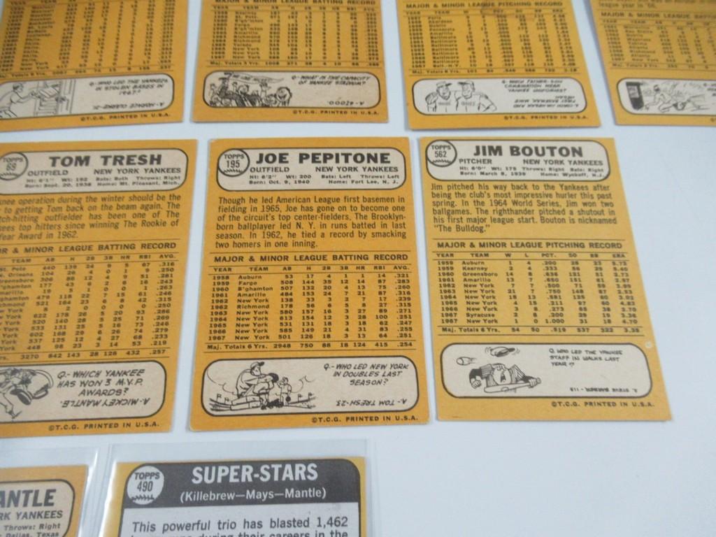 1968 Topps Baseball New York Yankees Team Set