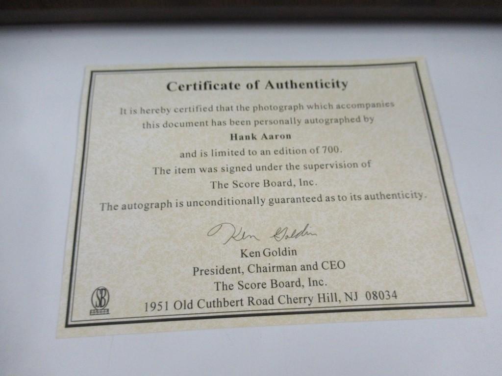 Hank Aaron 700th Homerun Autographed Plaque