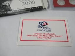 2008 US Mint Silver Proof Quarters Set Lot of 3