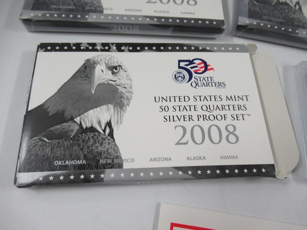 2008 US Mint Silver Proof Quarters Set Lot of 3