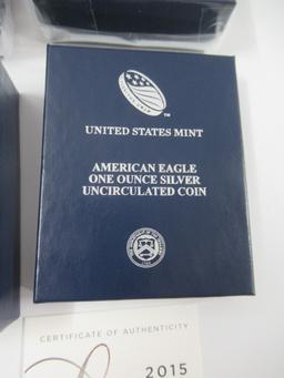 2015 US Mint Silver Unc American Eagle Lot of 3