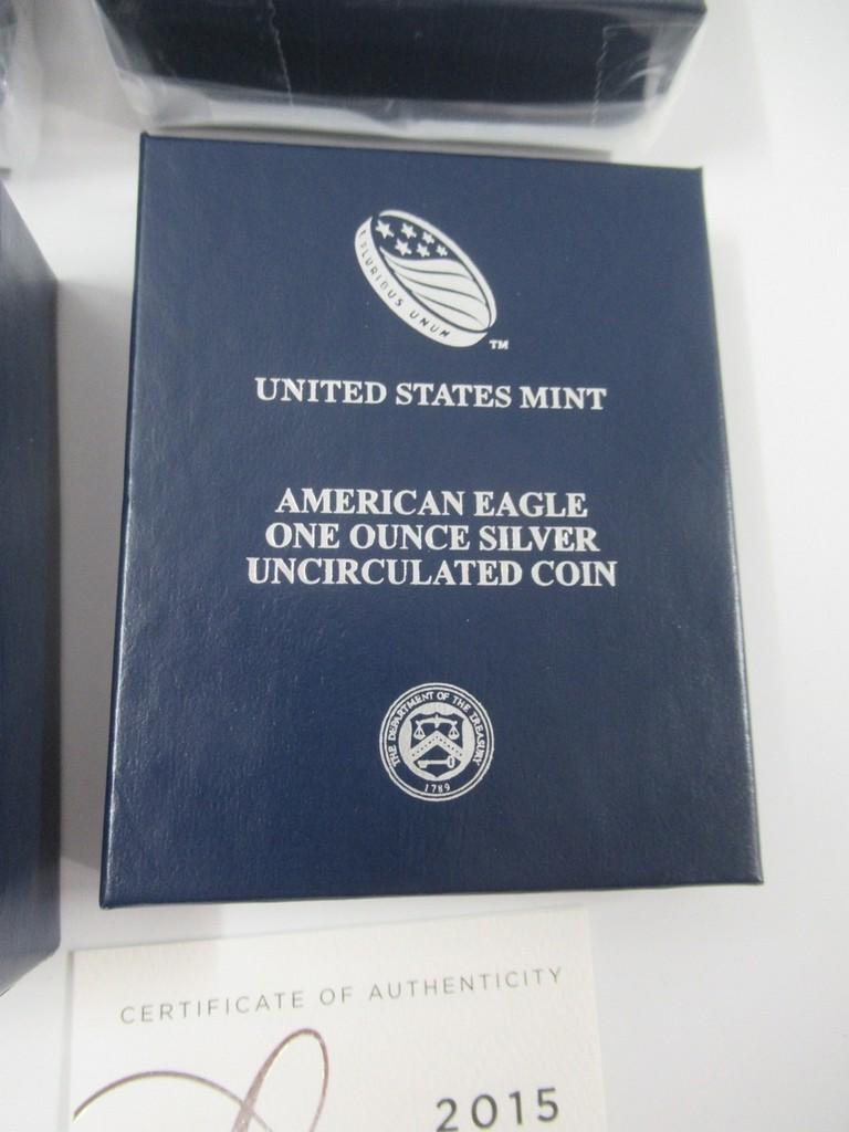2015 US Mint Silver Unc American Eagle Lot of 3
