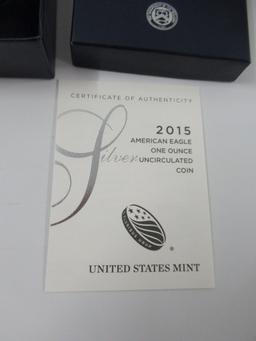 2015 US Mint Silver Unc American Eagle Lot of 3