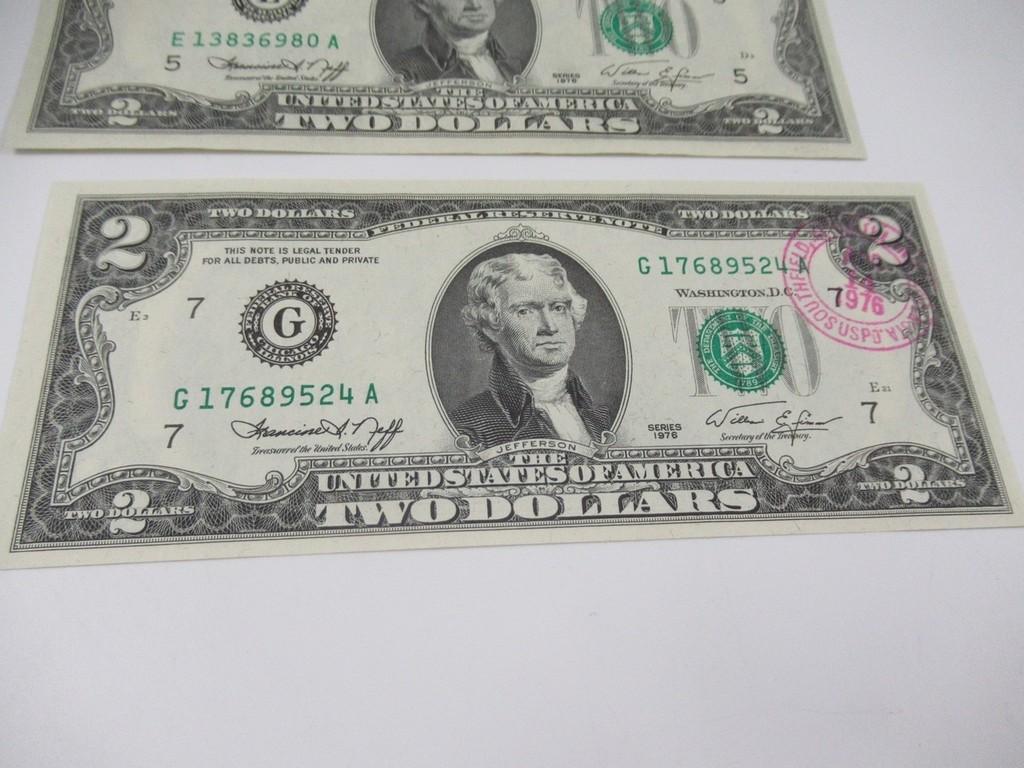 First day of Issue 1976 US $2 Bill Plus More