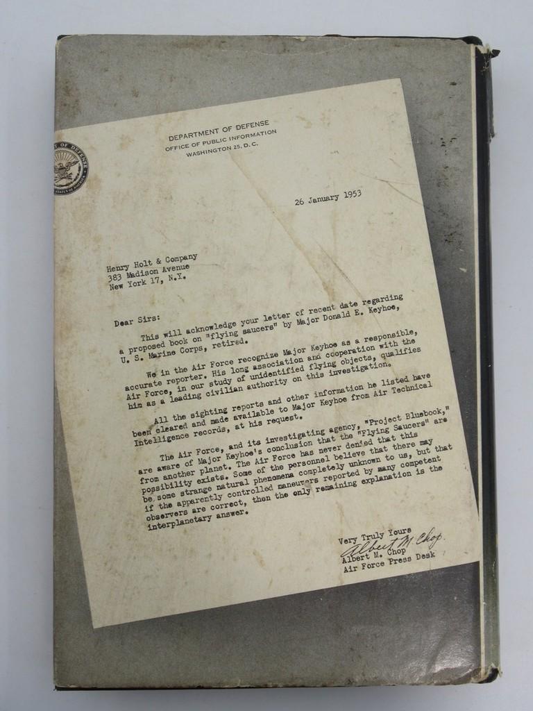 Flying Saucers from Outer Space 1953/Major Donald E. Keyhoe First Edition