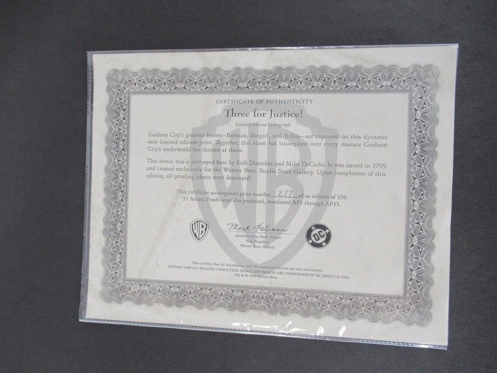 Batman/Robin/Batgirl Framed Ltd. Ed. Lithograph