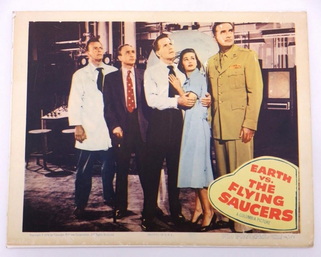 Earth Vs. Flying Saucers (1956) Mounted Sci-Fi Lobby Card Columbia Pictures