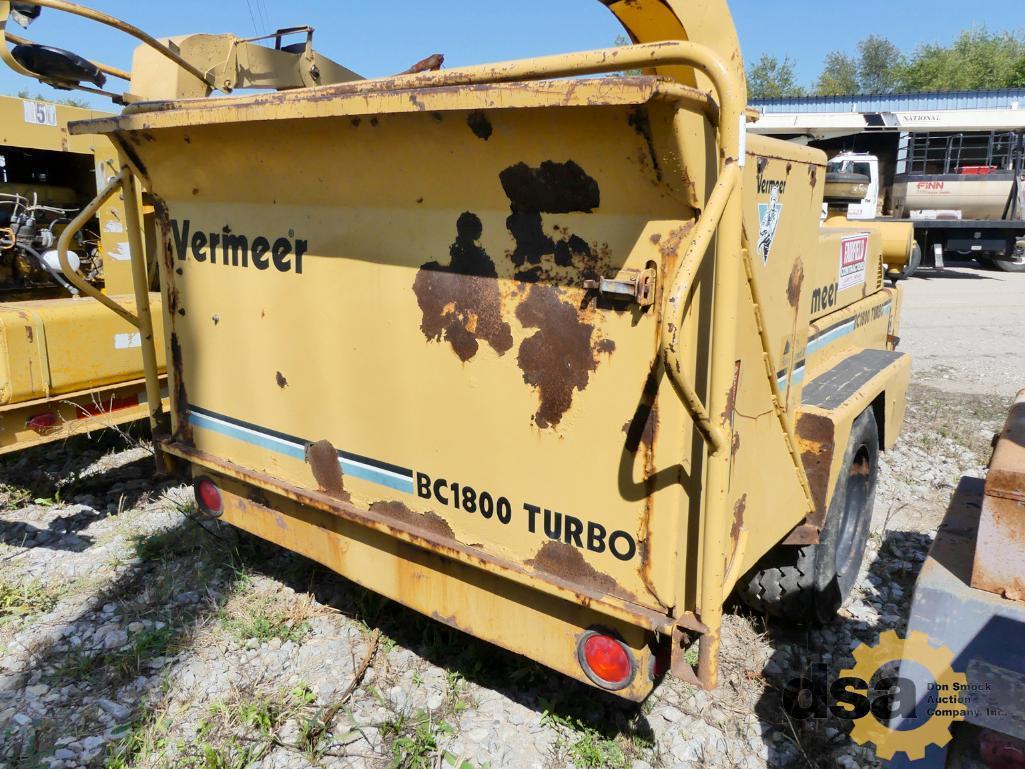 1999 Vermeer BC1800 Brush Chipper, S/N 1000491, Diesel, Portable, Meter Reads 5,458 Hours