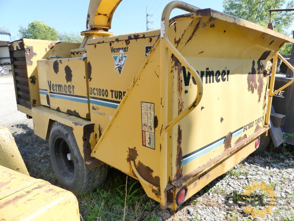 1999 Vermeer BC1800 Brush Chipper, S/N 1000491, Diesel, Portable, Meter Reads 5,458 Hours