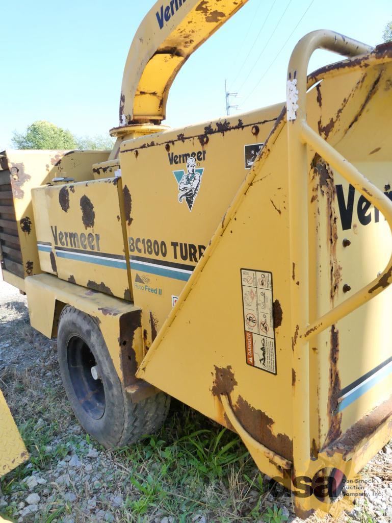 1999 Vermeer BC1800 Brush Chipper, S/N 1000491, Diesel, Portable, Meter Reads 5,458 Hours