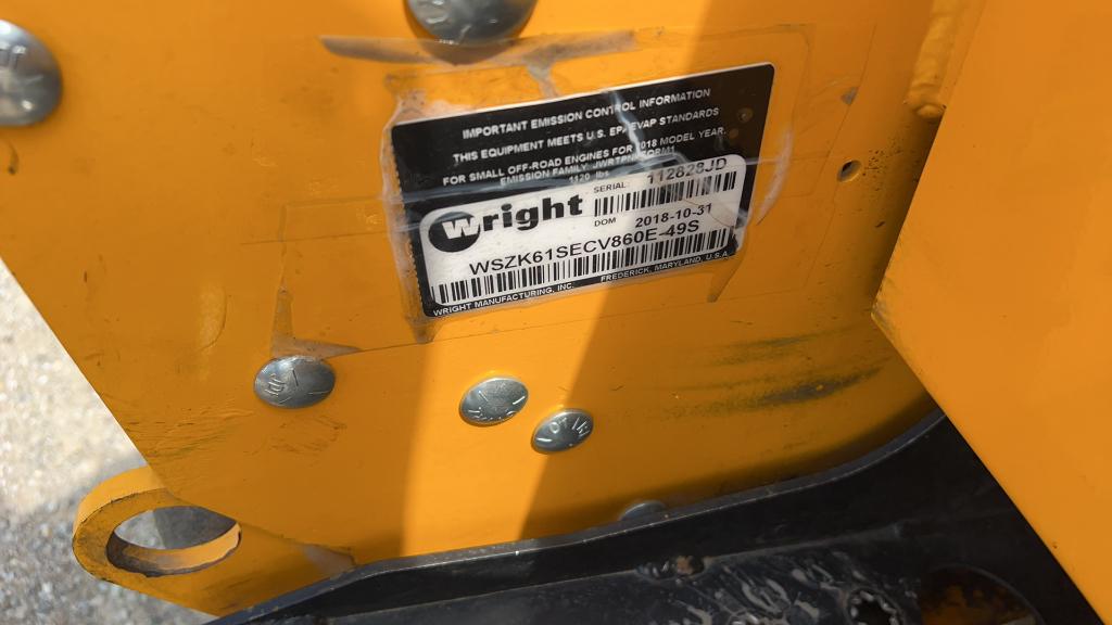 2018 Wright 61" Cut Stand On Zero Turn Mower,