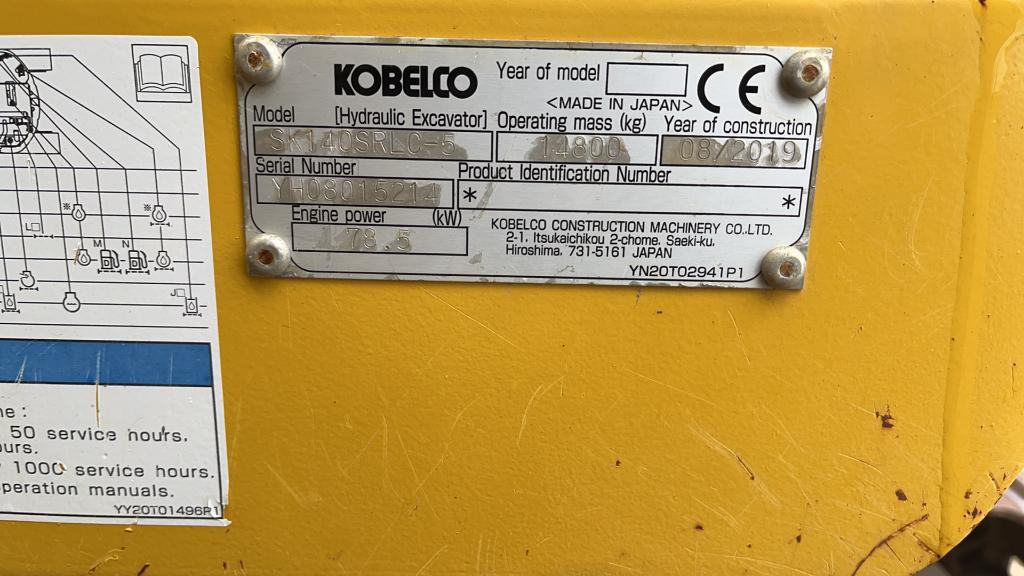 2019 Kobelco SK140SR LC-5 Excavator,
