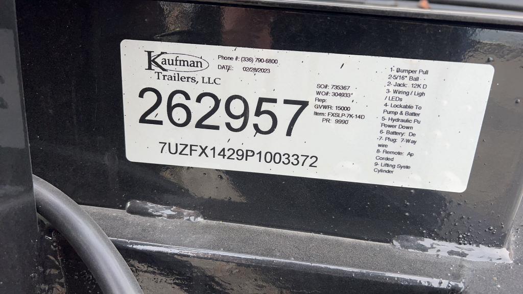 Unused 2023 Kaufman 4' 15,000# Dump Trailer,