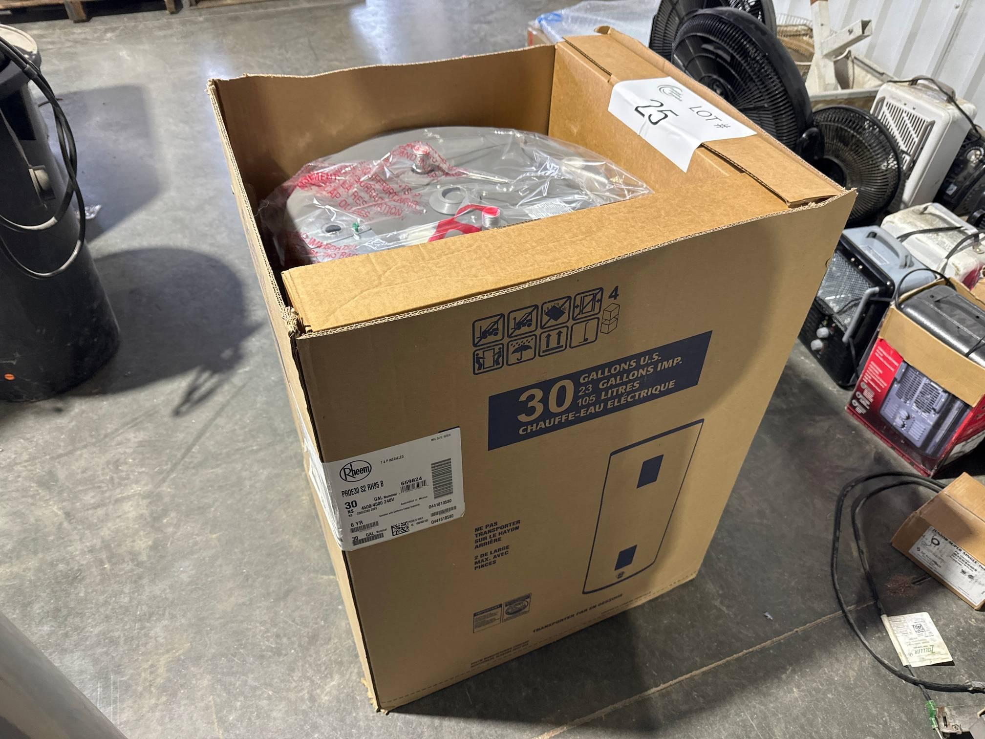 Unused 2019 Rheem Pro E30 Electric Water Heater