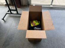 Unused Motorola Radio, Assorted Paint Sticks, Aidland Walkie Talkies