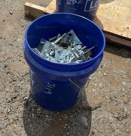 Bucket of Assorted Scaffolding Bolts and Parts