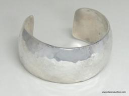 .925 NATIVE AMERICAN HAMMERED STERLING SILVER CUFF BRACELET. SIGNED BY J. WRIGHT (NAVAJO) TOTAL