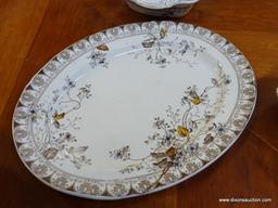 (ROW 1) 25 PC OF ALFRED MEAKIN CHINA IN THE ROSALINE PATTERN- 9-9" PLATES ( ONE HAS A CHIP AND
