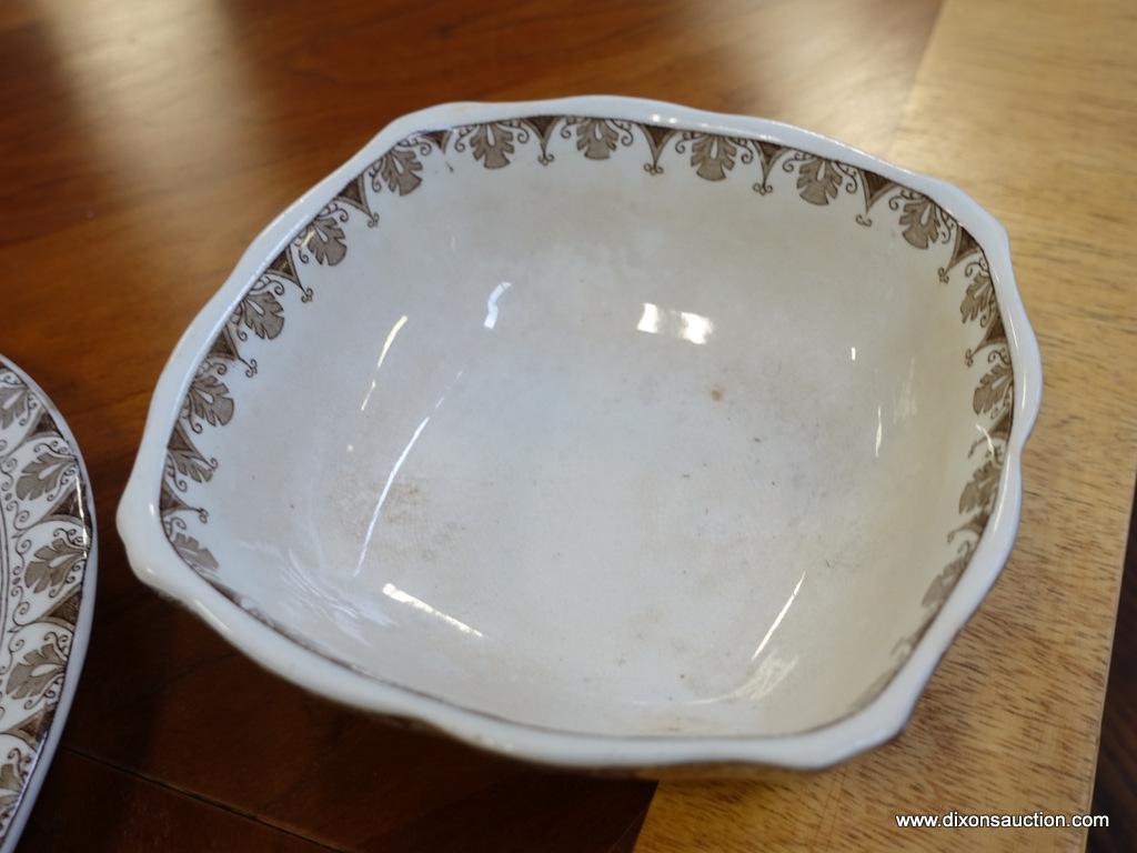 (ROW 1) 25 PC OF ALFRED MEAKIN CHINA IN THE ROSALINE PATTERN- 9-9" PLATES ( ONE HAS A CHIP AND