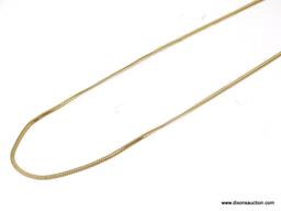 ITALIAN 14K YELLOW GOLD SNAKE CHAIN WITH HEART TAG. MEASURES APPROX. 22" LONG & WEIGHS APPROX. 3.50