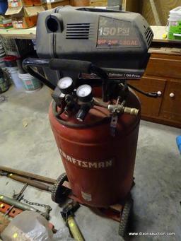 (GAR) AIR COMPRESSOR; CRAFTSMAN UPRIGHT 33 GAL. AIR COMPRESSOR- MODEL-919.167320, 150 PSI- 50 IN