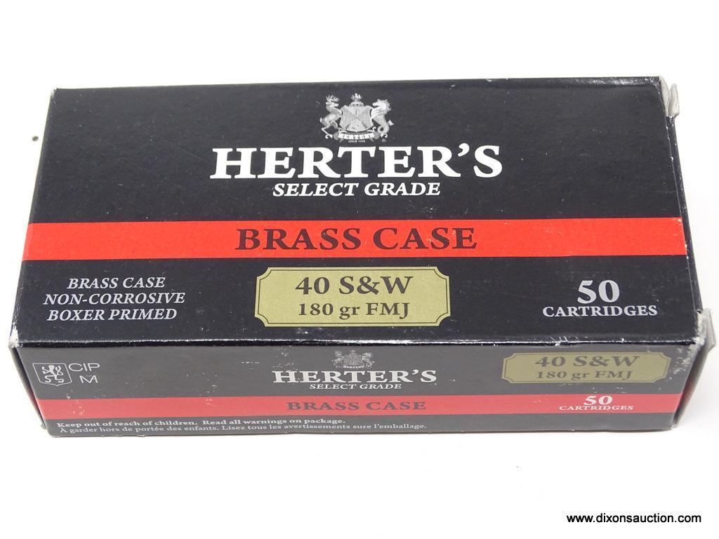 HERTER'S BRASS CASE .40 S&W 180 GRAIN FMJ. 50 COUNT