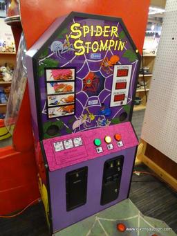 "SPIDER STOMPIN'" ARCADE-STYLE VIDEO GAME; MADE BY JALECO, UPRIGHT GAME CABINET WITH DIGITAL DISPLAY