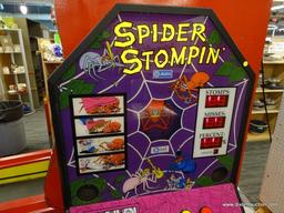 "SPIDER STOMPIN'" ARCADE-STYLE VIDEO GAME; MADE BY JALECO, UPRIGHT GAME CABINET WITH DIGITAL DISPLAY