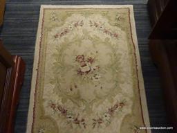 BEAULIEU BEIGE, GREEN, AND MAROON RUNNER RUG; LOW PILE RUNNER RUG FROM BEAULIEU WITH BEIGE, GREEN,