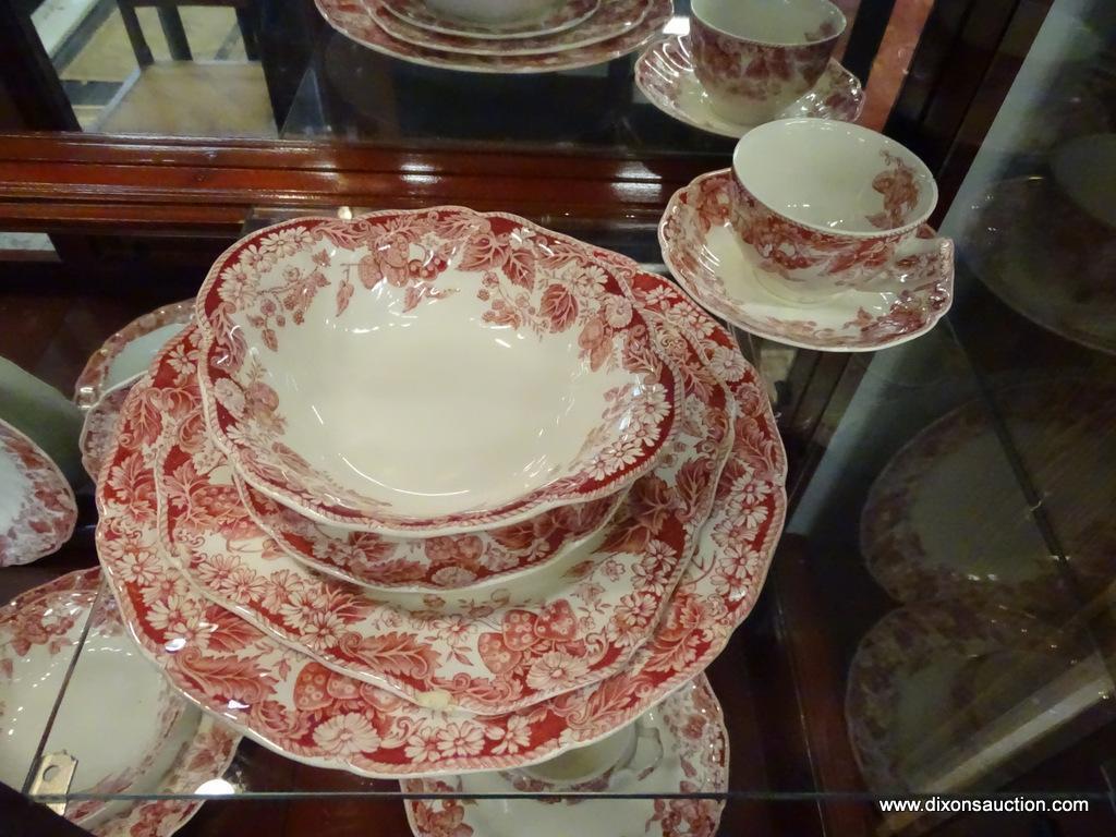 JOHNSON BROTHERS STRAWBERRY FAIR 34 PIECE CHINA SET; 34 PIECE STRAWBERRY FAIR PATTERN CHINA SET BY