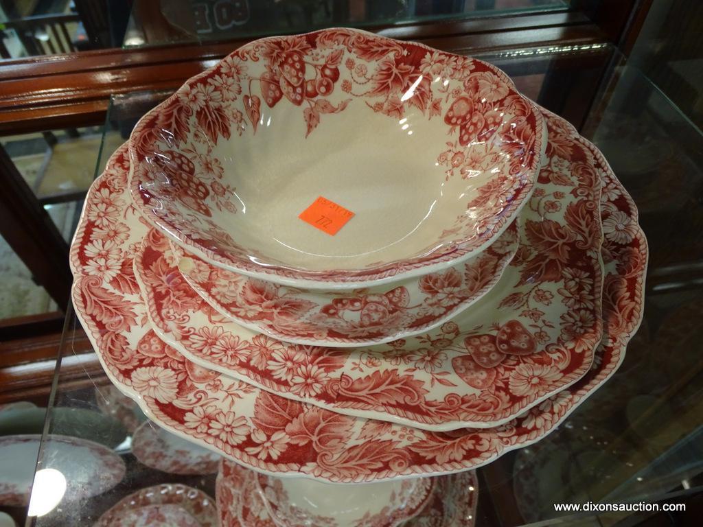 JOHNSON BROTHERS STRAWBERRY FAIR 34 PIECE CHINA SET; 34 PIECE STRAWBERRY FAIR PATTERN CHINA SET BY