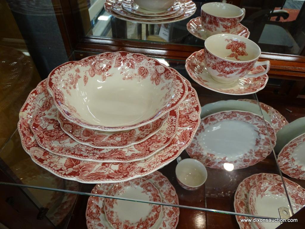 JOHNSON BROTHERS STRAWBERRY FAIR 34 PIECE CHINA SET; 34 PIECE STRAWBERRY FAIR PATTERN CHINA SET BY