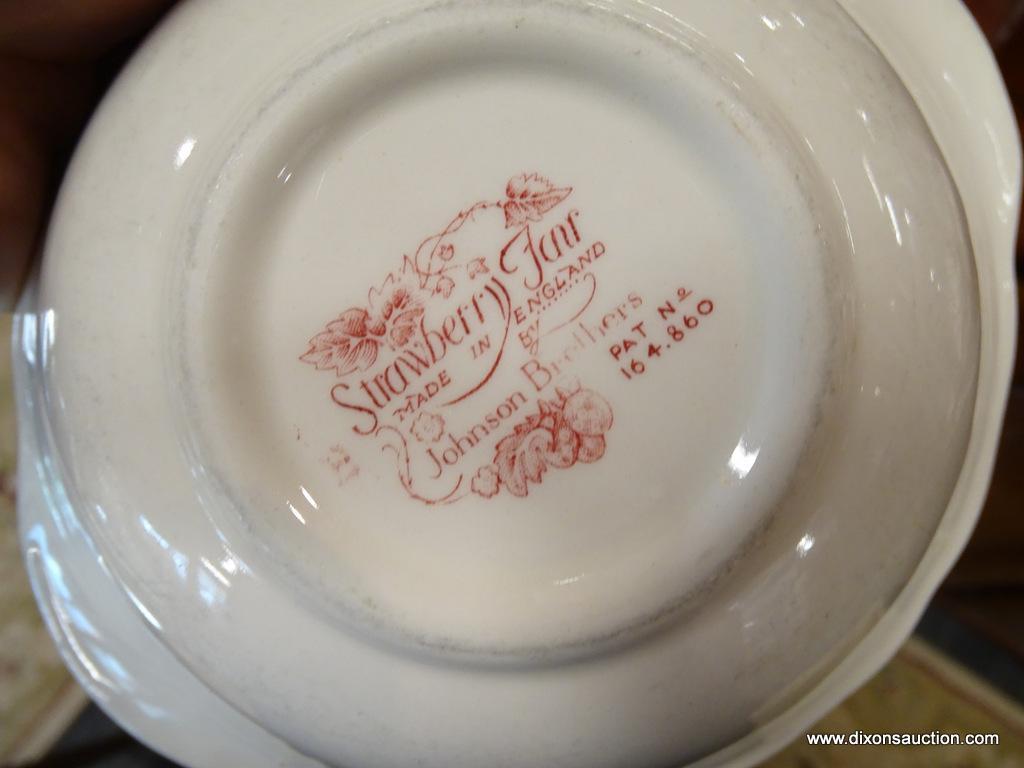 JOHNSON BROTHERS STRAWBERRY FAIR 34 PIECE CHINA SET; 34 PIECE STRAWBERRY FAIR PATTERN CHINA SET BY