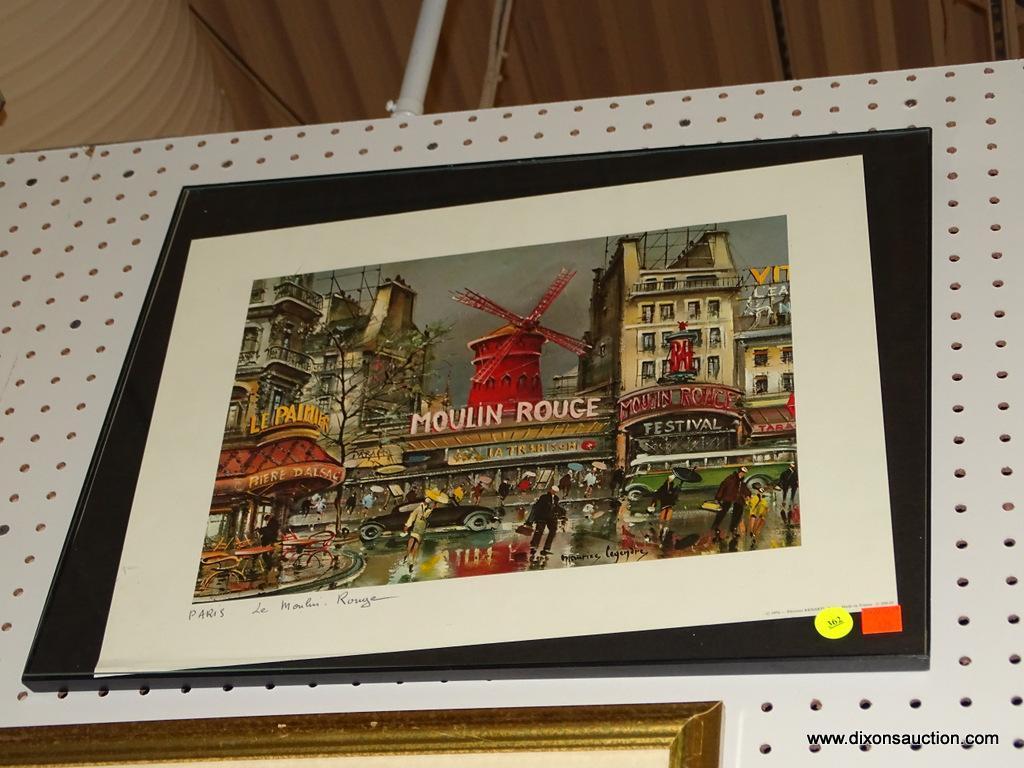 MAURICE LEGENDRE PRINT; PRINT DEPICTS A STREET SCENE OUTSIDE OF LE MOULIN ROUGE CABARET IN PARIS,