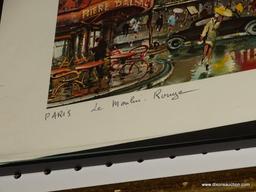 MAURICE LEGENDRE PRINT; PRINT DEPICTS A STREET SCENE OUTSIDE OF LE MOULIN ROUGE CABARET IN PARIS,