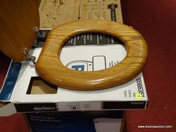 AQUASOURCE TOILET SEAT; OAK WOOD TOILET SEAT. FITS ALL ROUND BOWLS. 16.5 IN. MODEL NO. 0566351. NEW